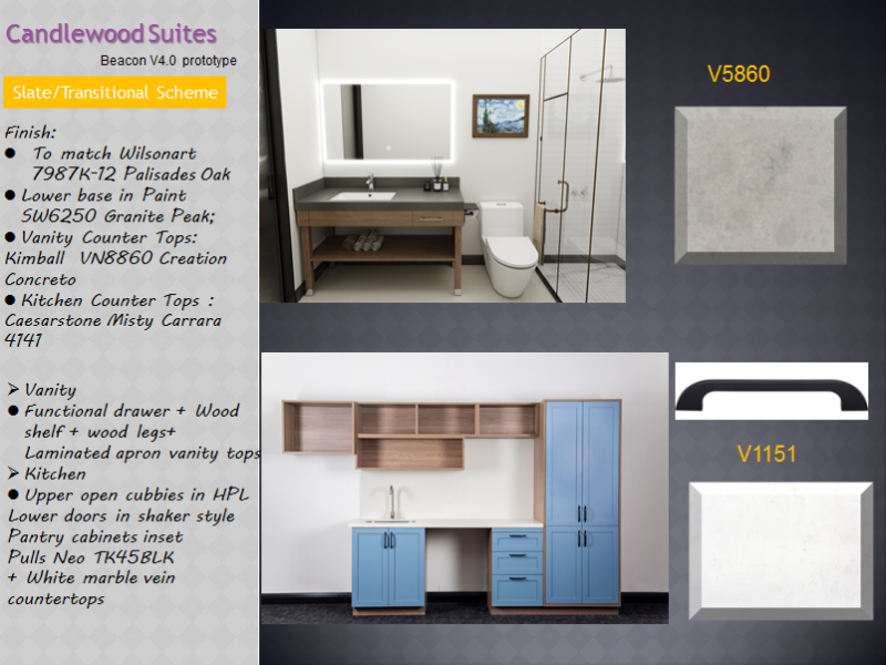 Candlewood Suites Slate / Transitional Scheme Vanities
